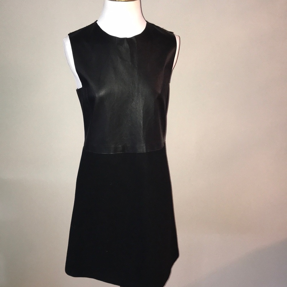Black Leather, Lace and Wool Dress